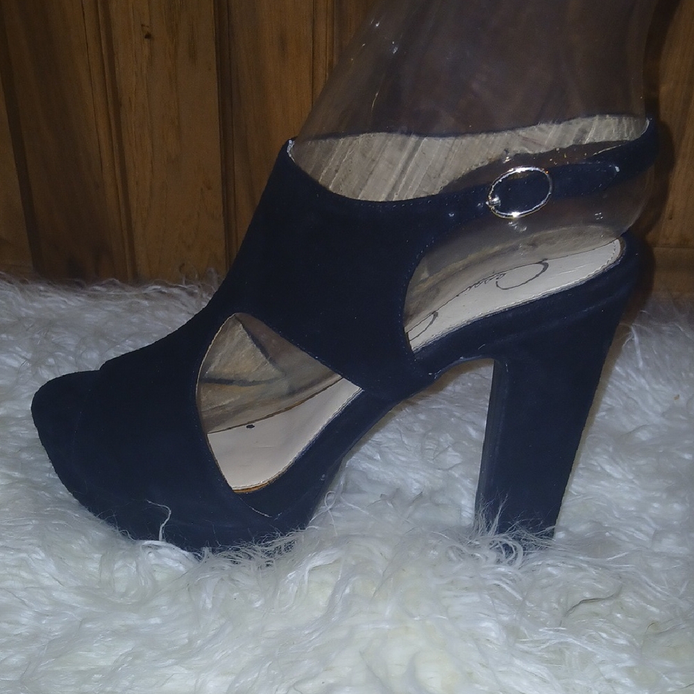 Jessica Simpson Black Peep-Toe Heels